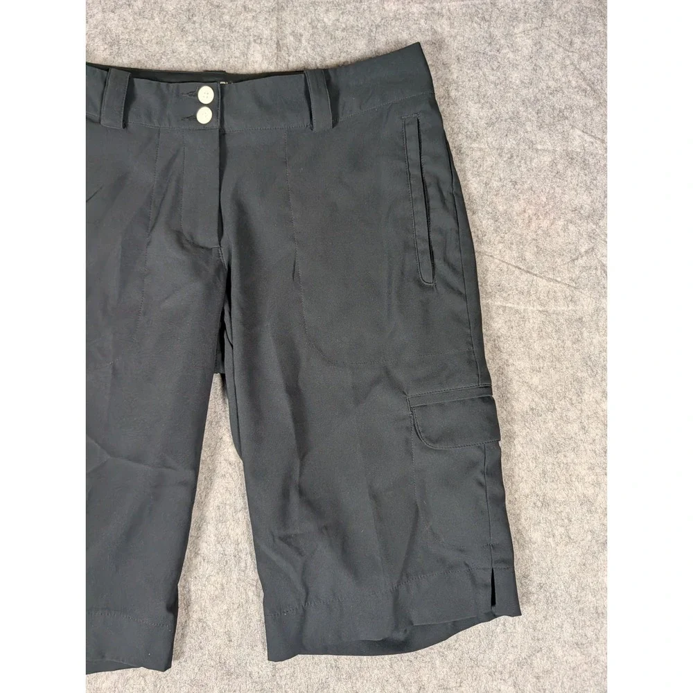 Nike Golf Tour Performance Dri-FIT Cargo Shorts Black Women 6 Double Button